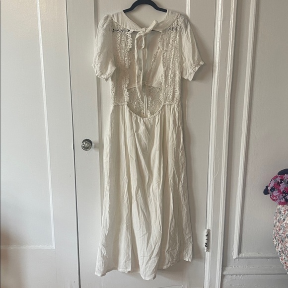 Free People White Lace Cotton Midi Dress - Picture 10 of 14